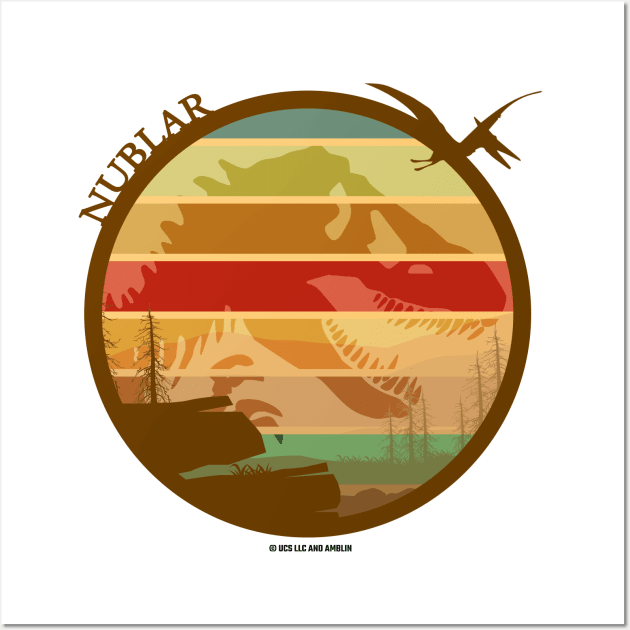 Isla Nublar - Jurassic Tyrannosaurus - Raptor - Sunset Silhouette Wall Art by Jurassic Merch